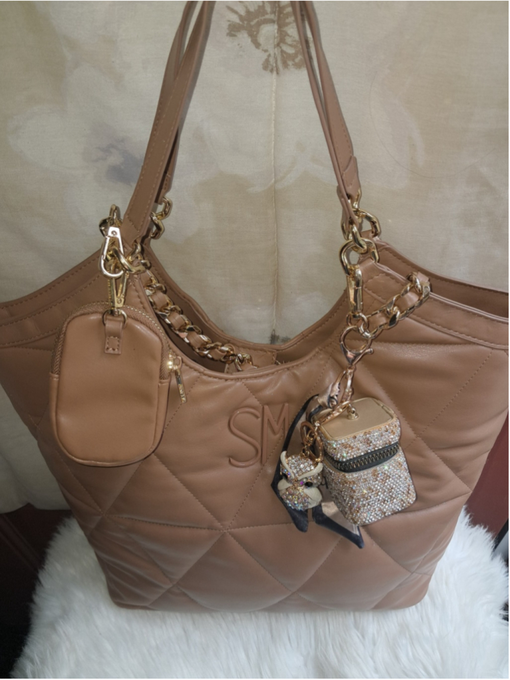 DELUXE URBAN GLAM AESTHETIC — CUSTOMIZED STEVE MADDEN QUILTED TOTE